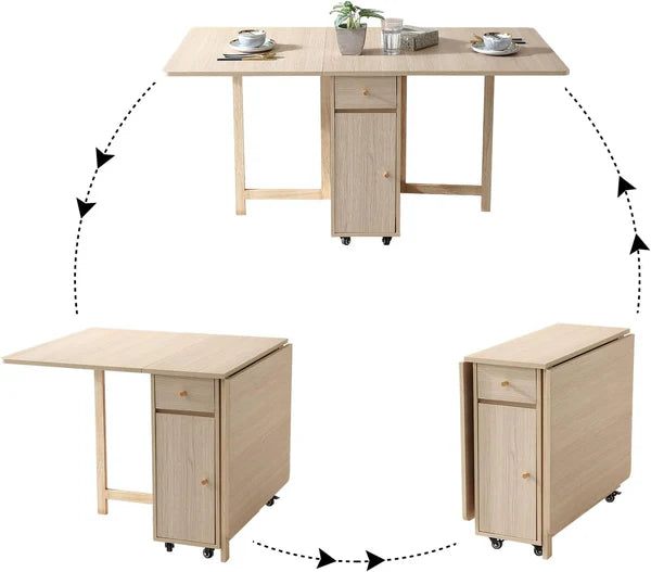Extendable Drop Leaf Folding Table + 4 Chair Set
