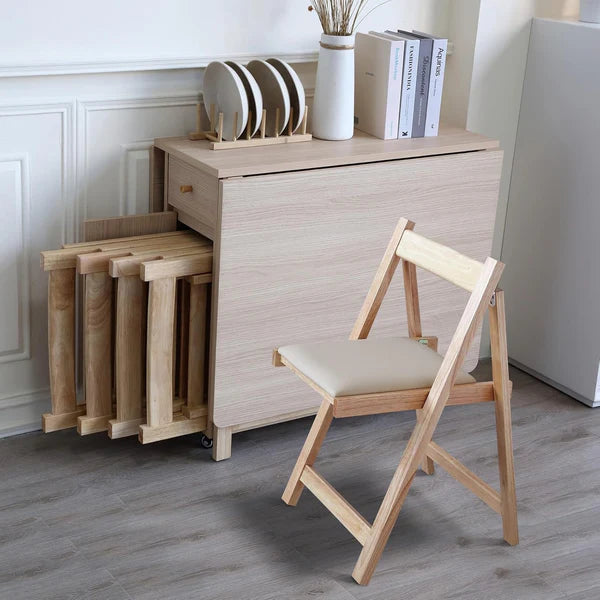 Extendable Drop Leaf Folding Table + 4 Chair Set