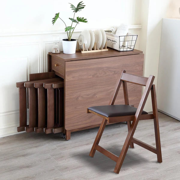 Extendable Drop Leaf Folding Table + 4 Chair Set