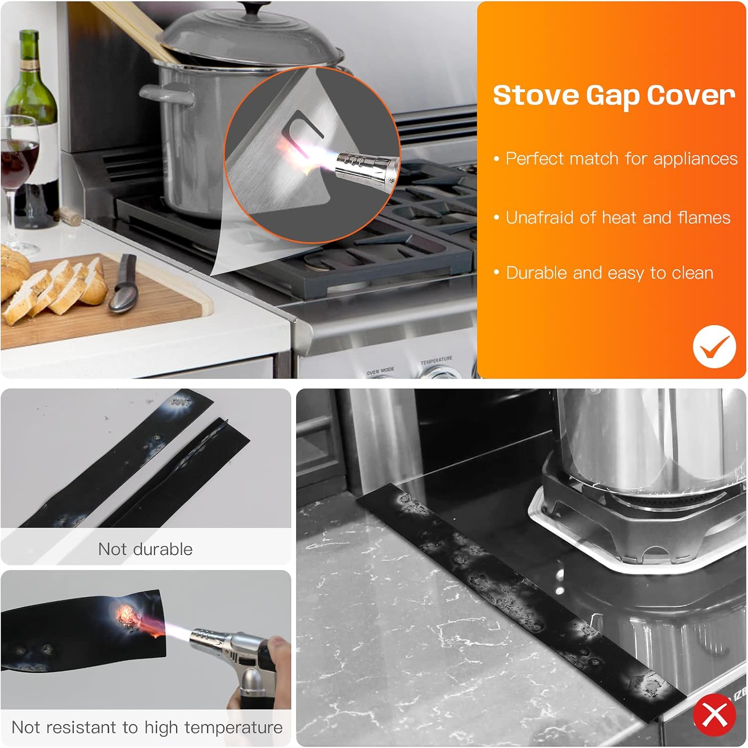 🔥 Final Clearance Only 50 Remaining - 2 Pack Stainless Steel Stove Gap Covers