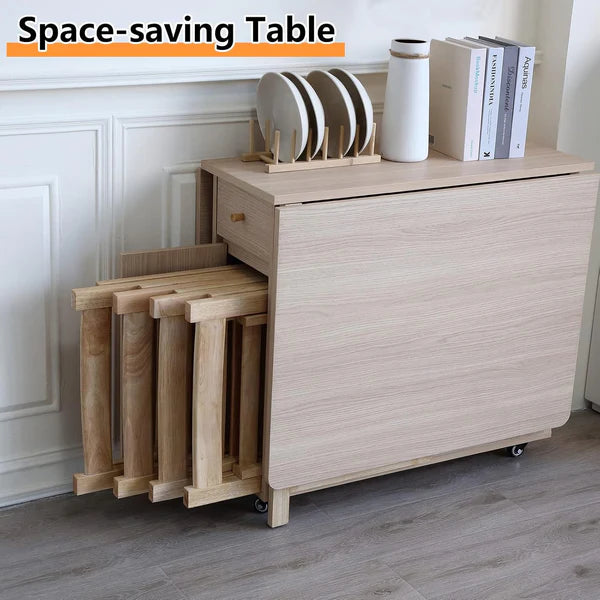 Extendable Drop Leaf Folding Table + 4 Chair Set